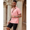 image:imageCOOFANDY Mens Silk Button Down Short Sleeve Dress ShirtPink