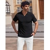 image:imageCOOFANDY Mens V Neck Polo Shirts Short Sleeve Golf TShirts Ribbed Knit Soft TeesBlack