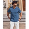 image:imageCOOFANDY Mens V Neck Polo Shirts Short Sleeve Golf TShirts Ribbed Knit Soft TeesBlue