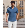 image:imageCOOFANDY Mens V Neck Polo Shirts Short Sleeve Golf TShirts Ribbed Knit Soft TeesBlue