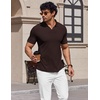 image:imageCOOFANDY Mens V Neck Polo Shirts Short Sleeve Golf TShirts Ribbed Knit Soft TeesBrown