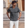 image:imageCOOFANDY Mens V Neck Polo Shirts Short Sleeve Golf TShirts Ribbed Knit Soft TeesDark Grey