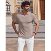 image:imageCOOFANDY Mens V Neck Polo Shirts Short Sleeve Golf TShirts Ribbed Knit Soft TeesKhaki