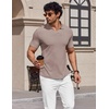 image:imageCOOFANDY Mens V Neck Polo Shirts Short Sleeve Golf TShirts Ribbed Knit Soft TeesKhaki