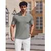 image:imageCOOFANDY Mens V Neck Polo Shirts Short Sleeve Golf TShirts Ribbed Knit Soft TeesLight Green