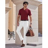 image:imageCOOFANDY Mens V Neck Polo Shirts Short Sleeve Golf TShirts Ribbed Knit Soft TeesWine Red