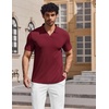 image:imageCOOFANDY Mens V Neck Polo Shirts Short Sleeve Golf TShirts Ribbed Knit Soft TeesWine Red