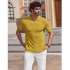 image:imageCOOFANDY Mens V Neck Polo Shirts Short Sleeve Golf TShirts Ribbed Knit Soft TeesYellow