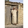 image:imageCOOFANDY Mens VNeck Linen Robe Short Sleeve Kaftan Thobe Long Gown Casual Shirt for Beach SummerBeige