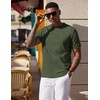 image:imageCOOFANDY Mens Waffle TShirts Short Sleeve Casual Crew Neck Shirt Summer Plain Pullover TeesArmy Green