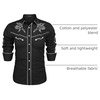 image:imageCOOFANDY Mens Western Cowboy Shirt Long Sleeve Embroidered Shirt Slim Fit Cotton Casual Button Down Shirt01black