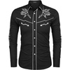 image:imageCOOFANDY Mens Western Cowboy Shirt Long Sleeve Embroidered Shirt Slim Fit Cotton Casual Button Down Shirt01black