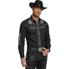 image:imageCOOFANDY Mens Western Cowboy Shirt Long Sleeve Embroidered Shirt Slim Fit Cotton Casual Button Down Shirt01black