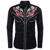 image:imageCOOFANDY Mens Western Cowboy Shirt Long Sleeve Embroidered Shirt Slim Fit Cotton Casual Button Down ShirtBlack Retro Rose