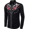 image:imageCOOFANDY Mens Western Cowboy Shirt Long Sleeve Embroidered Shirt Slim Fit Cotton Casual Button Down ShirtBlack Retro Rose