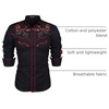 image:imageCOOFANDY Mens Western Cowboy Shirt Long Sleeve Embroidered Shirt Slim Fit Cotton Casual Button Down ShirtBlack Rose