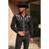 image:imageCOOFANDY Mens Western Cowboy Shirt Long Sleeve Embroidered Shirt Slim Fit Cotton Casual Button Down ShirtBlackpat8