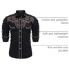 image:imageCOOFANDY Mens Western Cowboy Shirt Long Sleeve Embroidered Shirt Slim Fit Cotton Casual Button Down ShirtBlackpat9