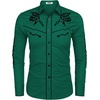 image:imageCOOFANDY Mens Western Cowboy Shirt Long Sleeve Embroidered Shirt Slim Fit Cotton Casual Button Down ShirtGreen