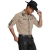 image:imageCOOFANDY Mens Western Cowboy Shirt Long Sleeve Embroidered Shirt Slim Fit Cotton Casual Button Down ShirtKhaki