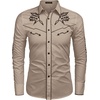 image:imageCOOFANDY Mens Western Cowboy Shirt Long Sleeve Embroidered Shirt Slim Fit Cotton Casual Button Down ShirtKhaki