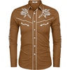 image:imageCOOFANDY Mens Western Cowboy Shirt Long Sleeve Embroidered Shirt Slim Fit Cotton Casual Button Down ShirtLight Brown