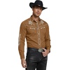 image:imageCOOFANDY Mens Western Cowboy Shirt Long Sleeve Embroidered Shirt Slim Fit Cotton Casual Button Down ShirtLight Brown