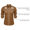 image:imageCOOFANDY Mens Western Cowboy Shirt Long Sleeve Embroidered Shirt Slim Fit Cotton Casual Button Down ShirtLight Brown