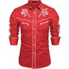 image:imageCOOFANDY Mens Western Cowboy Shirt Long Sleeve Embroidered Shirt Slim Fit Cotton Casual Button Down ShirtRed White