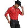 image:imageCOOFANDY Mens Western Cowboy Shirt Long Sleeve Embroidered Shirt Slim Fit Cotton Casual Button Down ShirtRed White