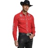 image:imageCOOFANDY Mens Western Cowboy Shirt Long Sleeve Embroidered Shirt Slim Fit Cotton Casual Button Down ShirtRed White