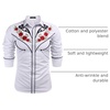 image:imageCOOFANDY Mens Western Cowboy Shirt Long Sleeve Embroidered Shirt Slim Fit Cotton Casual Button Down ShirtWhite Retro Rose