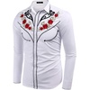image:imageCOOFANDY Mens Western Cowboy Shirt Long Sleeve Embroidered Shirt Slim Fit Cotton Casual Button Down ShirtWhite Retro Rose