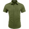 image:imageCOOFANDY Mens Wrinkle Free Shirts 2026 Short Sleeve Casual Button Down Summer Dress ShirtsArmy Green