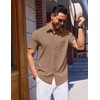 image:imageCOOFANDY Mens Wrinkle Free Shirts 2026 Short Sleeve Casual Button Down Summer Dress ShirtsCamel