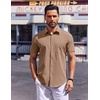 image:imageCOOFANDY Mens Wrinkle Free Shirts 2026 Short Sleeve Casual Button Down Summer Dress ShirtsCamel