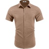 image:imageCOOFANDY Mens Wrinkle Free Shirts 2026 Short Sleeve Casual Button Down Summer Dress ShirtsCamel
