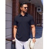 image:imageCOOFANDY Mens Wrinkle Free Shirts 2026 Short Sleeve Casual Button Down Summer Dress ShirtsDark Blue
