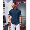image:imageCOOFANDY Mens Wrinkle Free Shirts 2026 Short Sleeve Casual Button Down Summer Dress ShirtsDeep Blue