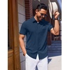 image:imageCOOFANDY Mens Wrinkle Free Shirts 2026 Short Sleeve Casual Button Down Summer Dress ShirtsDeep Blue