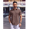 image:imageCOOFANDY Mens Wrinkle Free Shirts 2026 Short Sleeve Casual Button Down Summer Dress ShirtsLight Brown