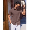 image:imageCOOFANDY Mens Wrinkle Free Shirts 2026 Short Sleeve Casual Button Down Summer Dress ShirtsLight Brown