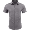 image:imageCOOFANDY Mens Wrinkle Free Shirts 2026 Short Sleeve Casual Button Down Summer Dress ShirtsLight Grey