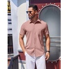 image:imageCOOFANDY Mens Wrinkle Free Shirts 2026 Short Sleeve Casual Button Down Summer Dress ShirtsOrangepink