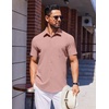 image:imageCOOFANDY Mens Wrinkle Free Shirts 2026 Short Sleeve Casual Button Down Summer Dress ShirtsOrangepink