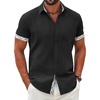 image:imageCOOFANDY Mens Button Down Shirts Short Sleeve Casual Cotton Shirts Summer Beach Wedding Shirt with PocketBlack