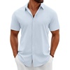 image:imageCOOFANDY Mens Button Down Shirts Short Sleeve Casual Summer Beach Shirts Vacation Wedding ShirtsLight Blue