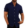 image:imageCOOFANDY Mens Casual Button Down Shirts Short Sleeve Linen Shirts Summer Beach Dress ShirtBlue
