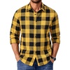 image:imageCOOFANDY Mens Casual Long Sleeve Button Up Plaid Flannel Shirt Jacket with PocketBuffalo Black Yellow