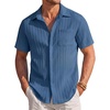 image:imageCOOFANDY Mens Casual Textured Short Sleeve Button Down Summer Beach ShirtDark Blue